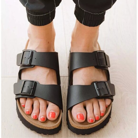 Birkenstock Shoes - BIRKENSTOCK Arizona Birko-Flor Slide Sandal (Women) in Black Size 7-7.5US / 38EU